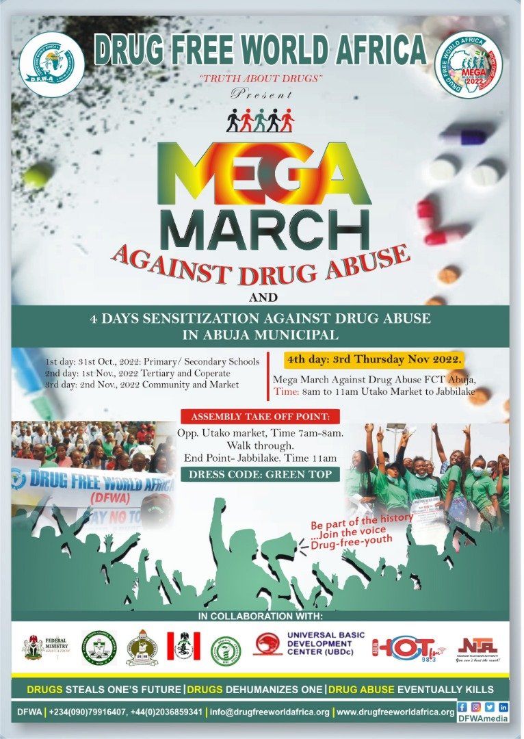 Invitation To Mega March Against Drug Abuse “Abuja” 2022